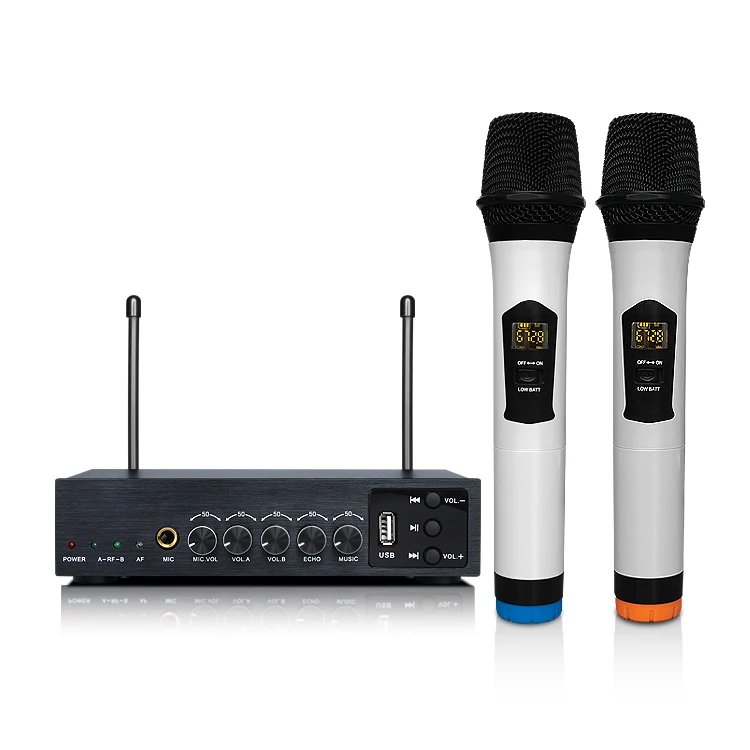 Microfone sem Fio com Receptor para a Família Sistema de Home Ouro Qualidade Dupla Handheld S-102 Echo Ktv Karaoke Theater Uhf - Image 6