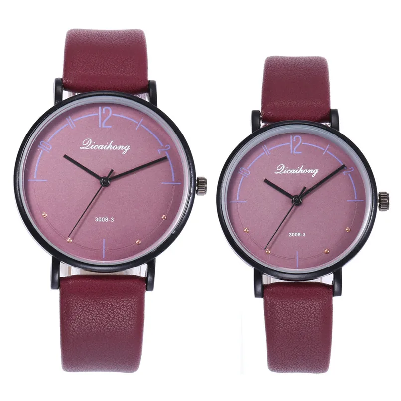 Часы для влюбленных подарки 2 шт пары модный кожаный браслет Аналоговые кварцевые круглые наручные часы Relogio Feminino подарок 2018
