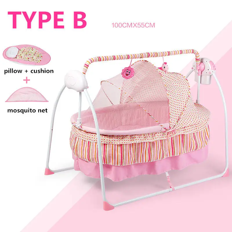 Портативная модная электрическая детская кроватка/детская колыбель, электрическая детская качалка, детская качалка, большое пространство 100*55 см подходит для 0-36 месяцев - Цвет: TYPE B