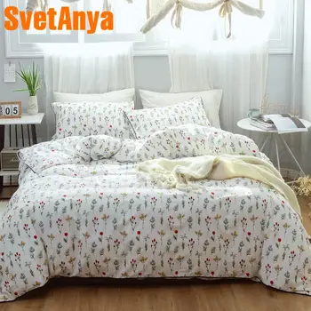 

Svetanya 2019 Flowers Bedlinen white 100 Cotton Bedding Sets single double queen king size