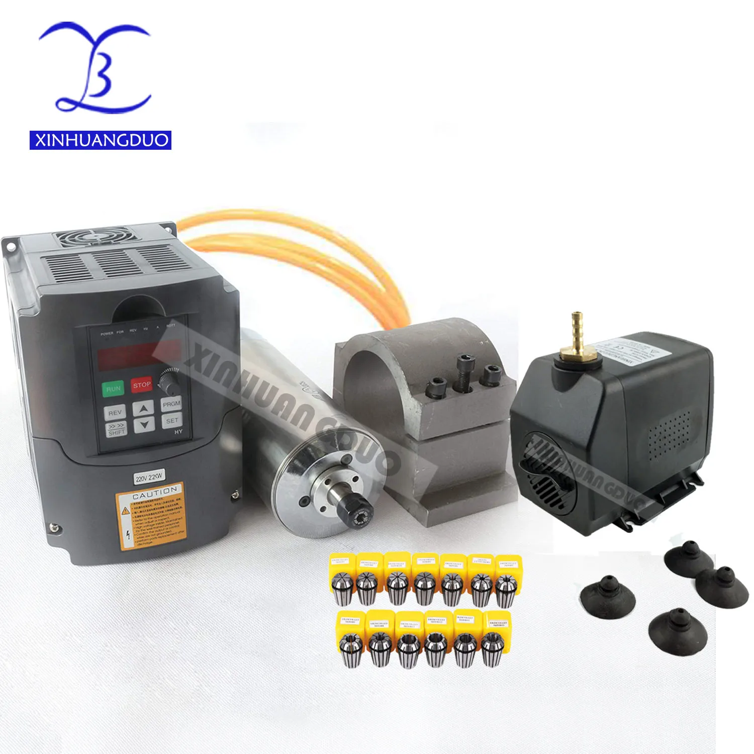 2.2KW Water Cooled Spindle Kit CNC Milling Spindle Motor 2.2KW VFD 80mm