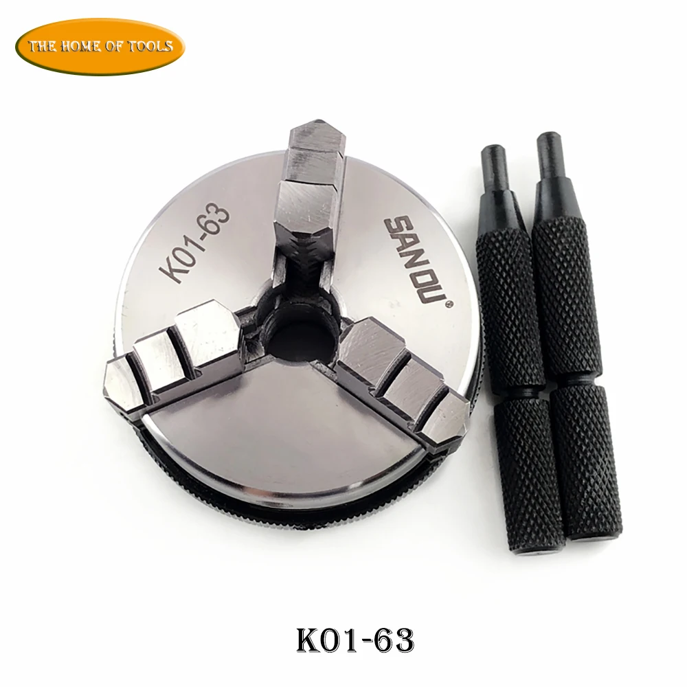 

3 Jaw 63mm Manual Self-Centering Lathe Chuck 2'' Three Jaws Mini Chuck K01-63 Hardened Steel for CNC Wood Lathe