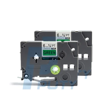 

2PCS PUTY 6mm Black On Green TZe-711 tz711 TZ-711 label tapes compatible for PT200 1000 D210 H110 E110 P-Touch label printers