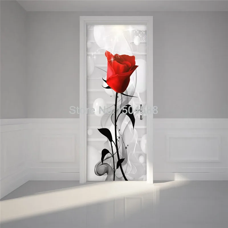 Современный абстрактный смог красная роза Наклейка на стену для гостиной Свадебный дом наклейка для украшения двери виниловая водостойкая 3D Papel De Parede