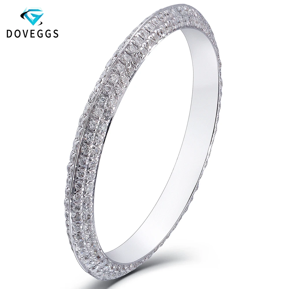 DovEggs 14K 585 Белое золото 0 8 мм бриллиантовый Муассанит Свадебный ремешок для женщин