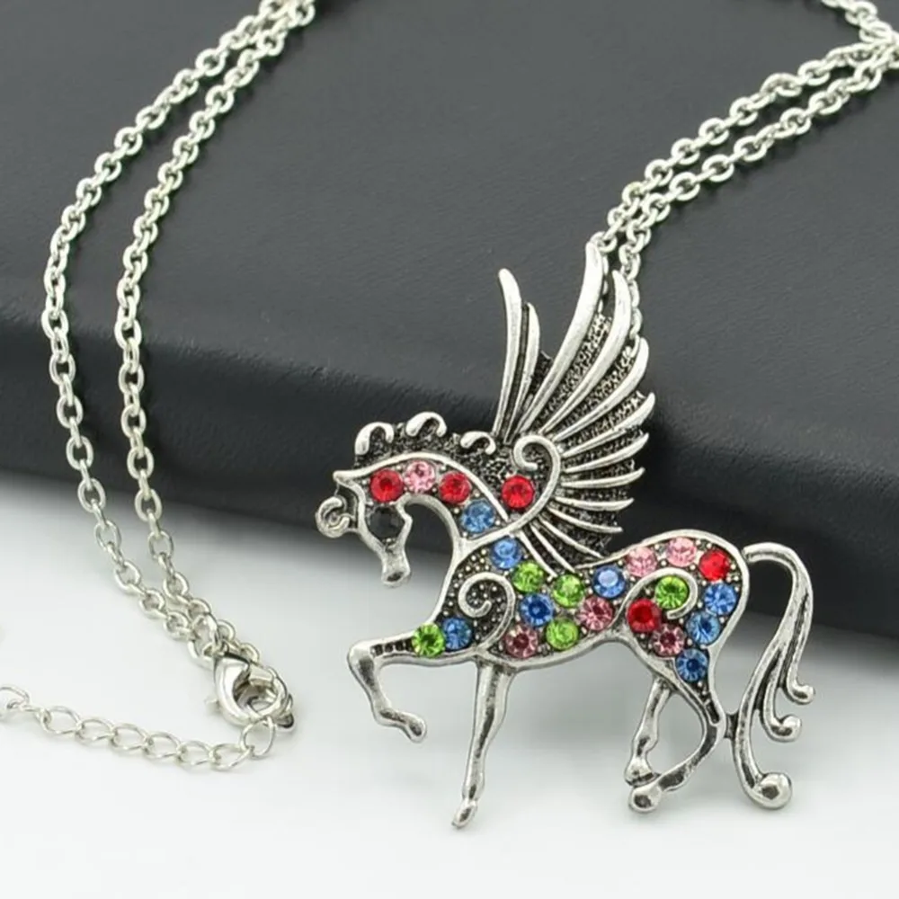 Choker Time-limited Collares Moana Horse Necklace New Mix Color Pegasus Fly Pendant Rope Lobster Clasp Unicorn Jewelry