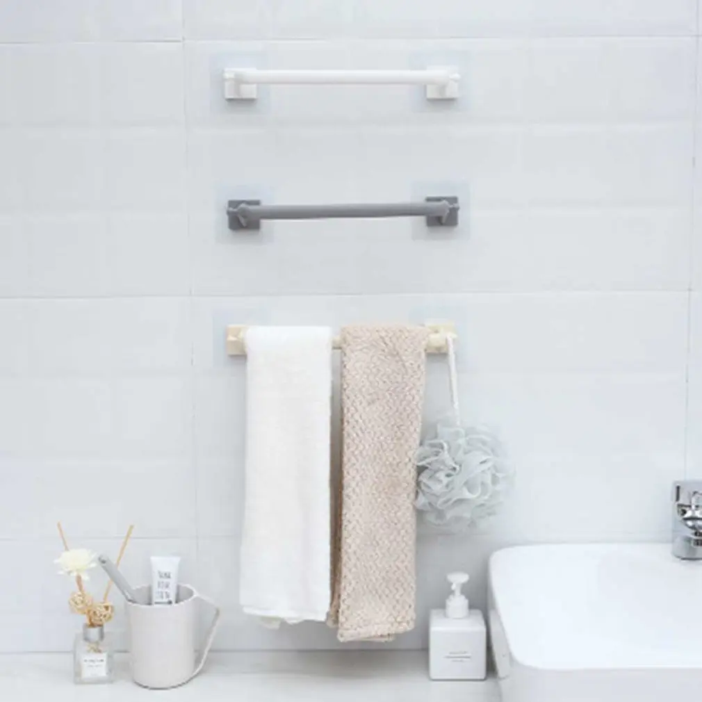 Wall Mounted Adhesive Towel Holder Rod Storage Hanger ...