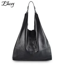 Ellacey/Женская классическая роскошная сумка-хобо из натуральной кожи в простом стиле; женская сумка на плечо из воловьей кожи