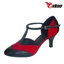 Evkoo/Танцевальная обувь из натуральной кожи высокого качества; Каблук 7 см; цвет красный, белый; удобные женские туфли для бальных танцев; размеры США 4-12; Evkoo-043