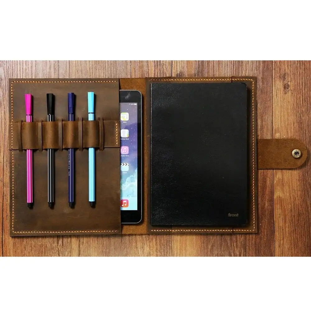 Персонализированный футляр органайзер из потертой кожи для A5 Moleskine записная