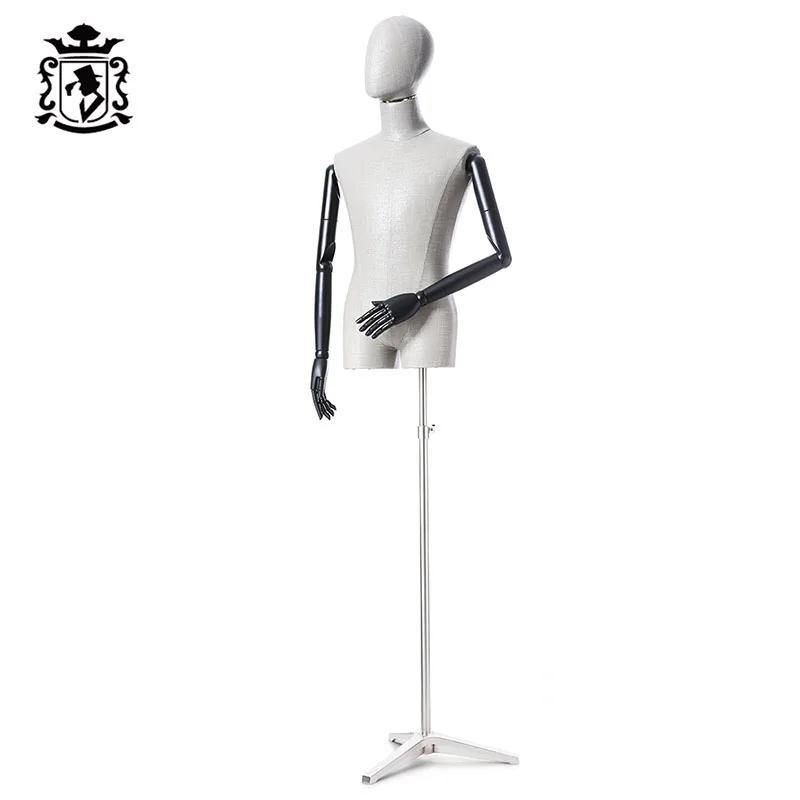 Черный цвет мужской манекен-платье формы туловище с Poseable деревянными дужками и прочным металлическим основанием - Цвет: male white