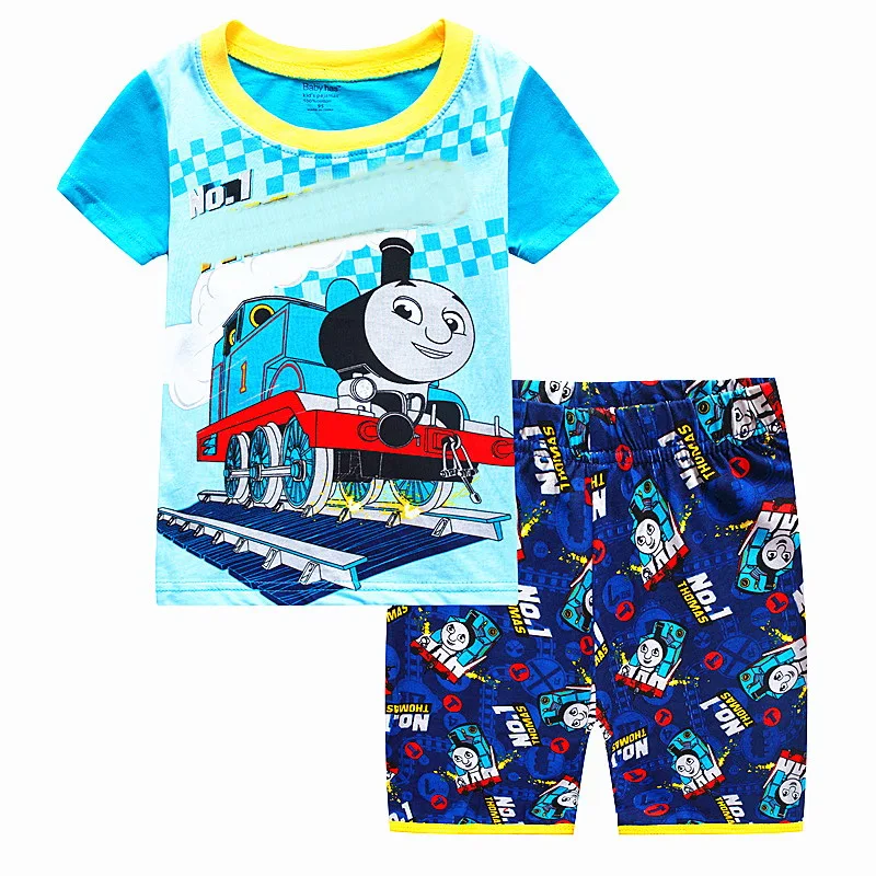 

Retail! latest summer boys cartoon pyjamas children cotton short sleeve clothing sets baby pajama for 2-7 ages SP95