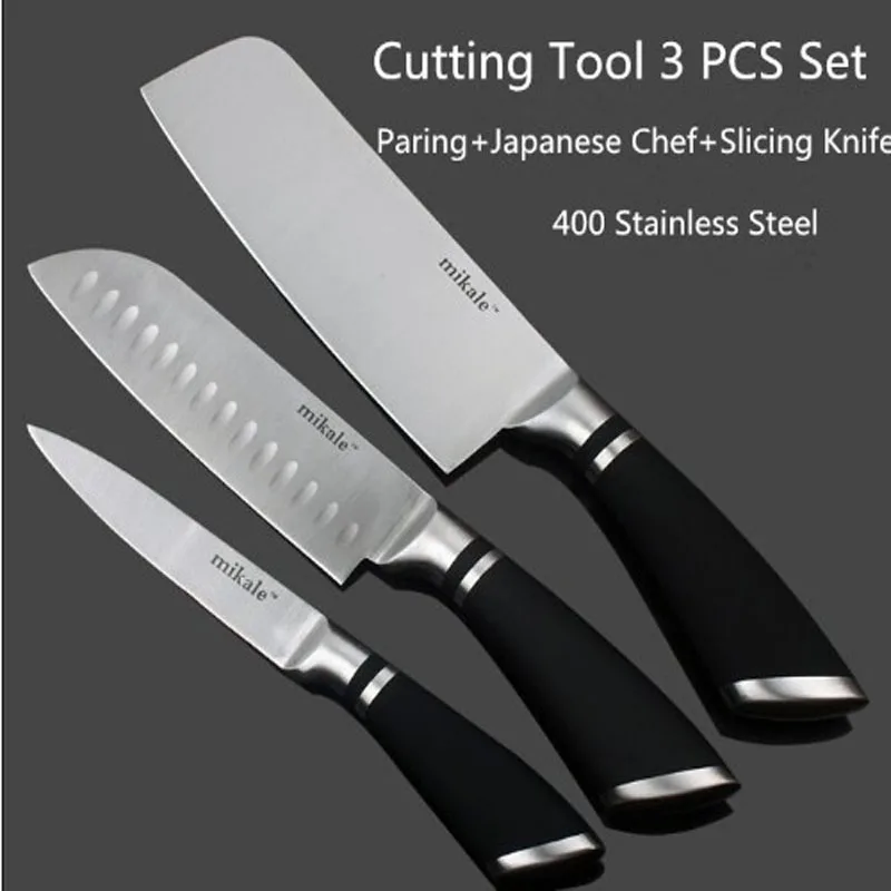 Free Shipping MIKALA High Quality Stainless Steel 3 Pieces Kitchen Set Knives Japanese Chef Knife Vegetable