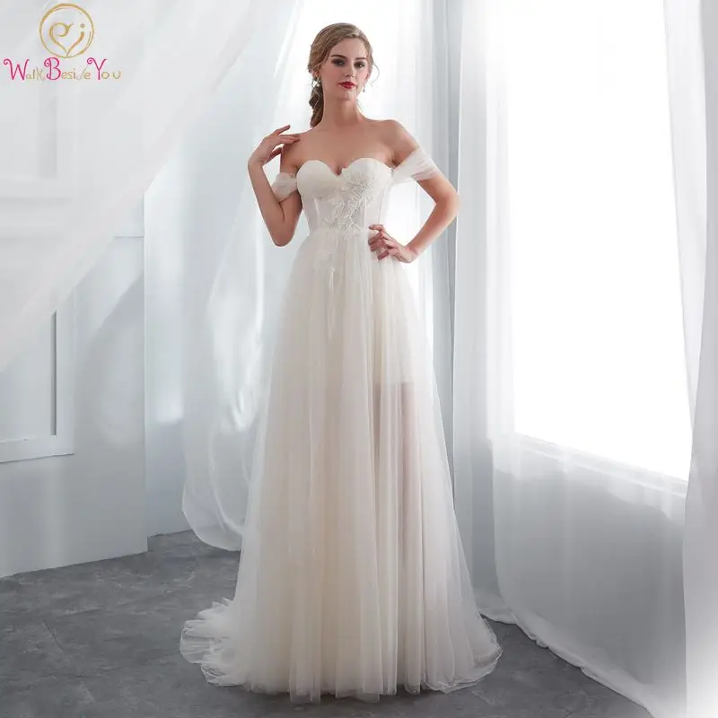 

Tull Prom Dresses White Long Sweetheart Women A Line Cap Sleeve Appliques Elegant Simple High Quality Formal Evening Party Gowns
