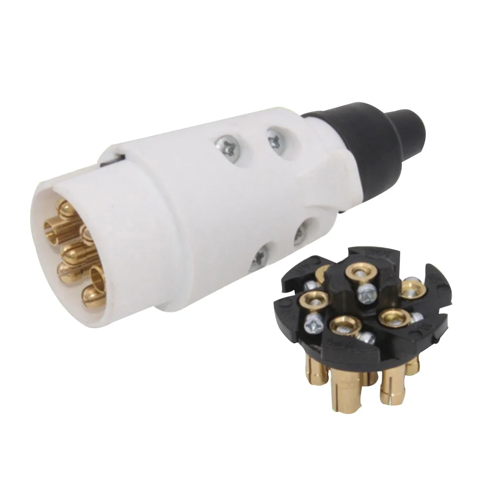 

7 Pin 12V Car Accessories Waterproof Cross-shaped Trailer Plastic Tool Adapter Socket Towing Plug Electric Blinker Round
