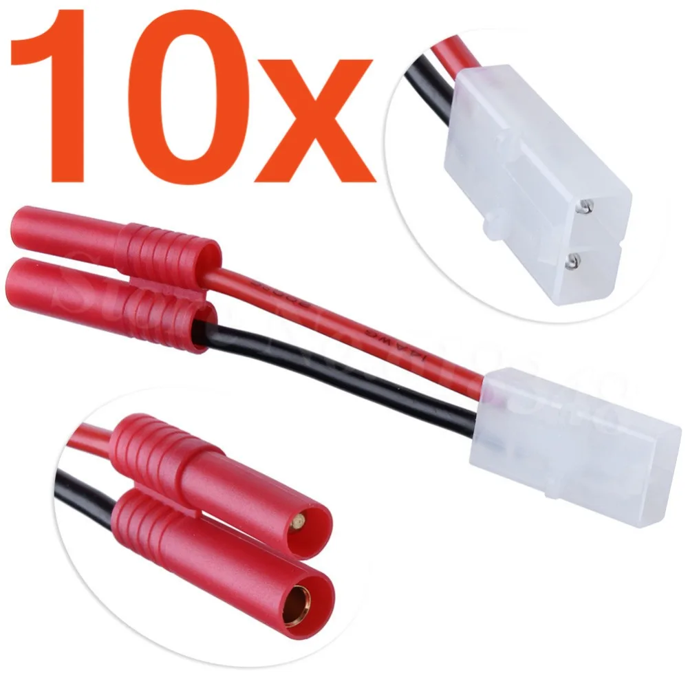 10x HXT 4mm to Female Tamiya Connector Plug Adapter With 14AWG Silicone Wire Cable 1.96&quot 50mm For RC Charger ESC Electric Motor | Игрушки