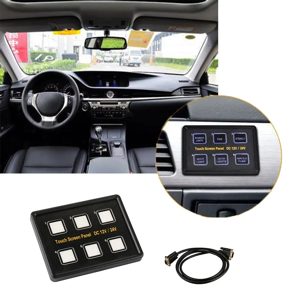 

CARPRIE 12V/24V Touch Screen Switches Panel 6 Gang LED Switch Panel Slim Touch Control Panel Box for Car Marine Boat Caravan