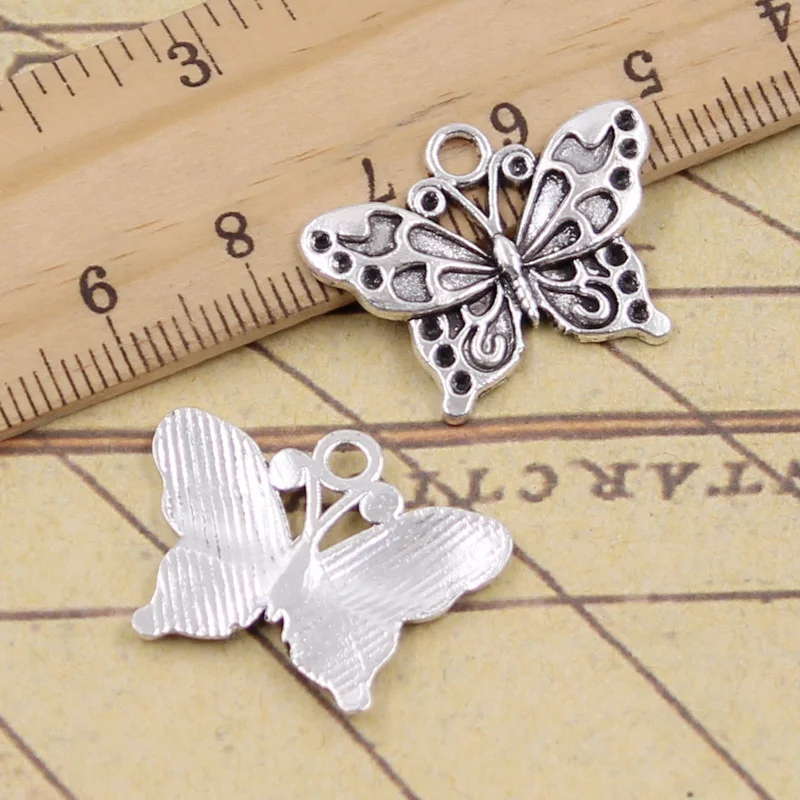 

8pcs/lot Charms butterfly 20x25mm Tibetan Silver Pendants Antique Jewelry Making DIY Handmade Craft for Bracelet Necklace
