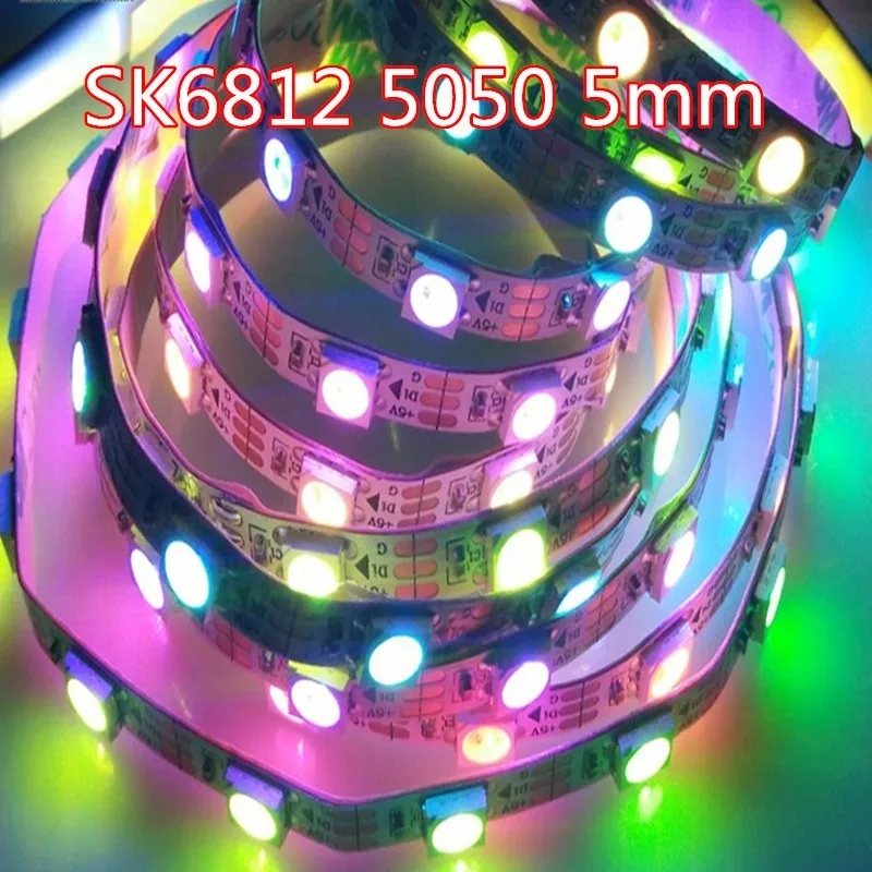 SK6812MINI 3535 4 мм/SK6812 5050 5 мм DC5V RGB светодиодный пиксель полосы, 1 м, 2 м, 5 м 60 Светодиодный s/М, 4 мм, 5 мм, гибкая печатная плата, не водонепроницаемый 60 пикс./м как WS2812B