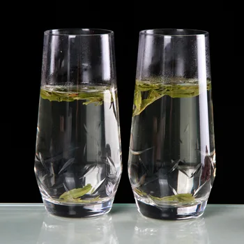 

Creative heat-resistant crystal glass household transparent cup green tea cup milk cup set two 401028