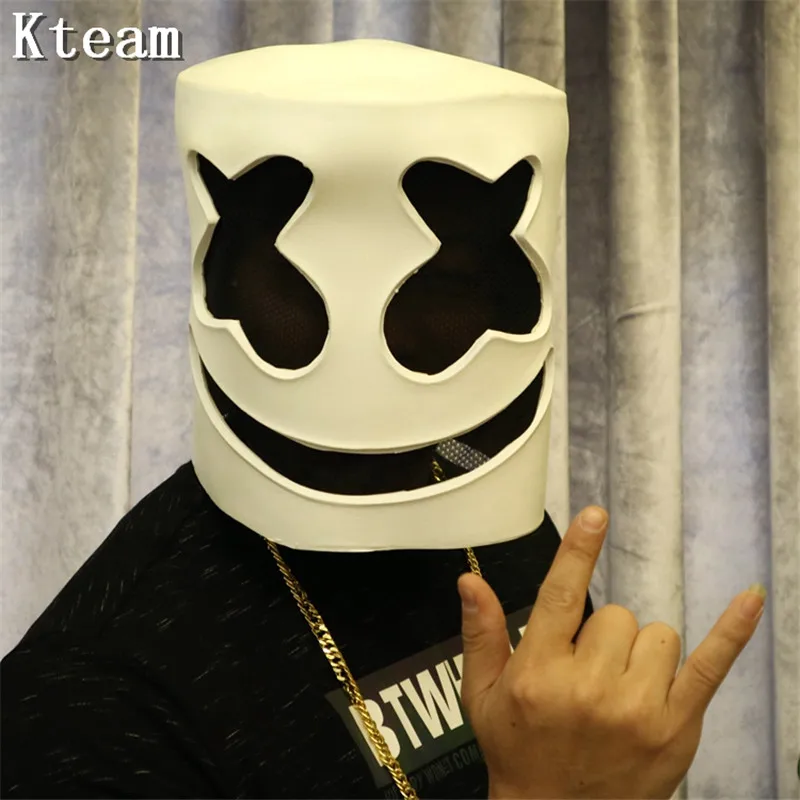 

Top Quality Funny DJ Marshmello Mask Full Face Cosplay Costume Carnaval Halloween Party Prop Latex Masks Headdress Accessories