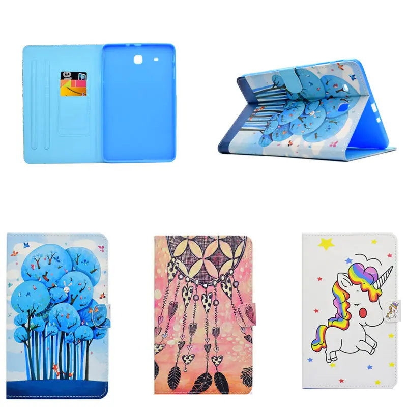 

PU Leather Cute Cartoon Kids Case For Samsung Galaxy TAB E 9.6 T560 SM-T560 T561 9.6'' Tablet Stand Card Holder Protective Cover