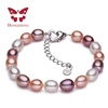 2022 chaude 925 argent Sterling naturel perle d'eau douce brin Bracelets pour femme été bohême ovale perle Bracelets 18cm longueur ► Photo 1/4