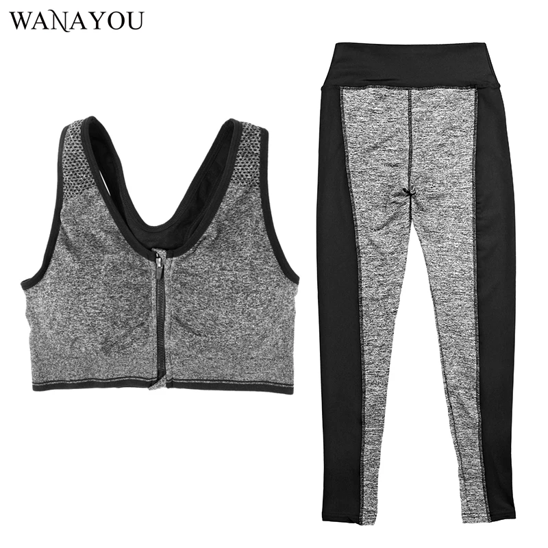WANAYOU, 2 шт., женские комплекты для йоги, для фитнеса, спортивный бюстгальтер+ штаны для йоги, комплект леггинсов, для спортзала, для бега, спортивный костюм, комплект, одежда для тренировок для женщин