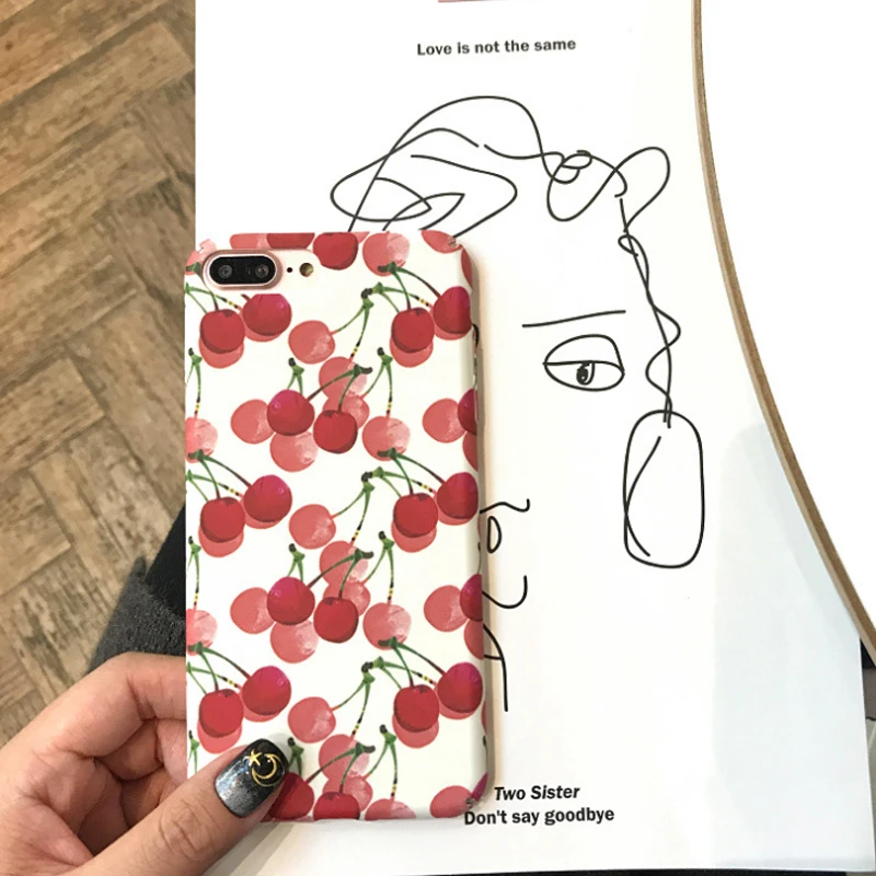 

Cherry phone case For iPhone XS Max SX XR Case Matte silicone phone case For iPhone 7 8 X 6 6S Plus phone case
