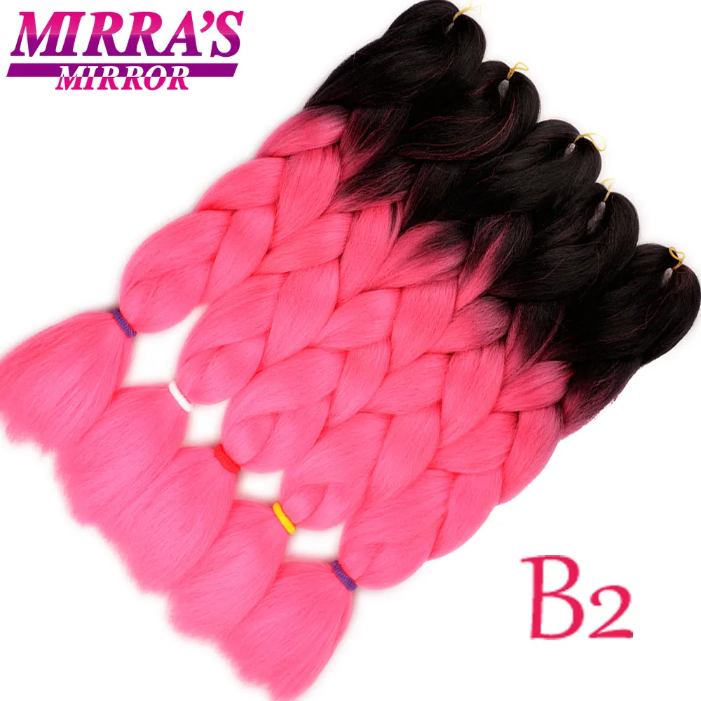 Mirra's зеркальный Омбре плетение волос крючком волосы в стиле jumbo наращивание синтетические плетеные волосы синий блонд зеленый розовый косы - Цвет: T1B/613