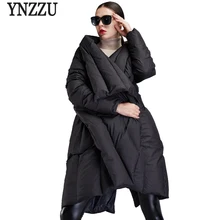 YNZZU Европейский стиль новые зимние женские пуховики сплошная шикарная накидка Толстая теплая большая верхняя одежда с отложным воротником Высокое качество YO443