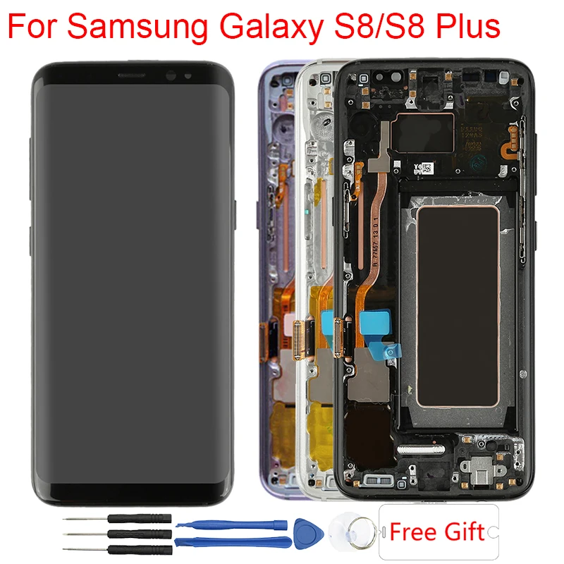 Цена Оригинальный супер Amoled S8 дисплей для Samsung Galaxy S8 Plus ЖК экран с рамкой Galaxy S8 Plus G950F G955F сжигание тени ЖК