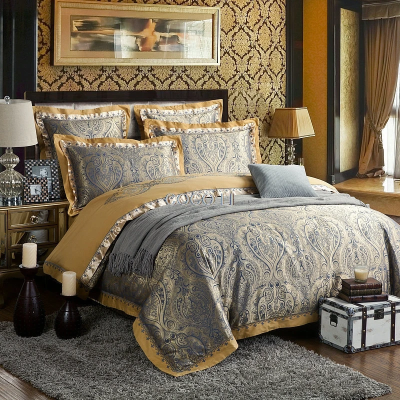 4 шт. Комплект постельного белья из шелка сатина и жаккарда|king size|bedding setlinen bedding set |