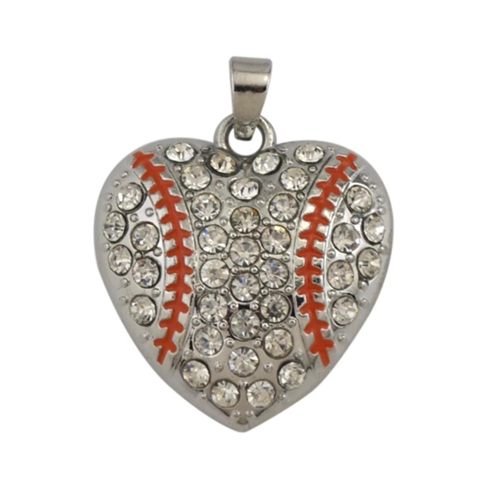 

My shape 10pcs a lot heart baseball charm with bail clasp