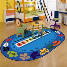 Брендовый Овальный ковер для детей, гостиной, с голубыми буквами, игровой коврик для игрушек, коврик для стула, мягкий бархатный коврик для дивана, Alfombra