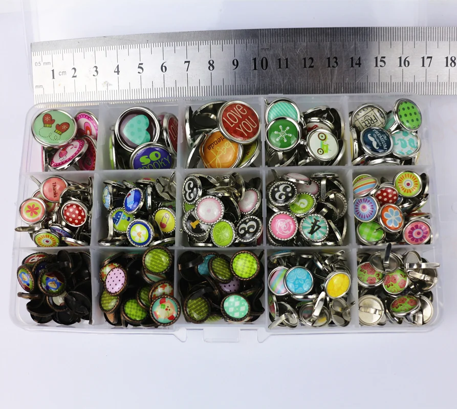  luxury decorative epoxy brads kit set with different design packed in box diy scrapbooking two feet