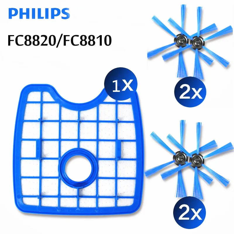 

5pcs Vacuum Cleaner1 filter screen+4round brush for Philips Robot FC8820 FC8810 FC8066 Sweeping robot accessories