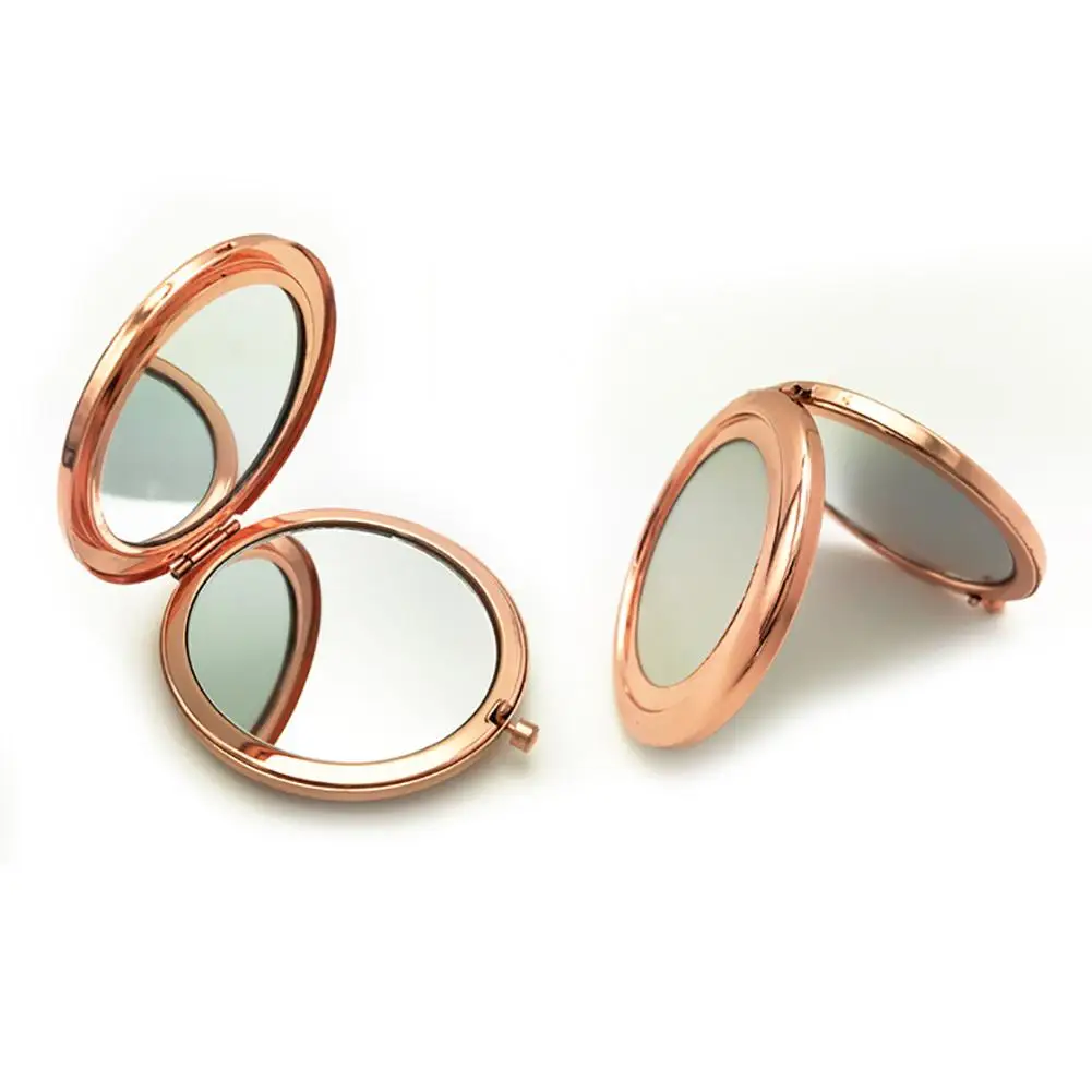 

Portable Mini Solid Color Metallic Round Shape Makeup Pop-Up Dual-Side Pocket Mirror