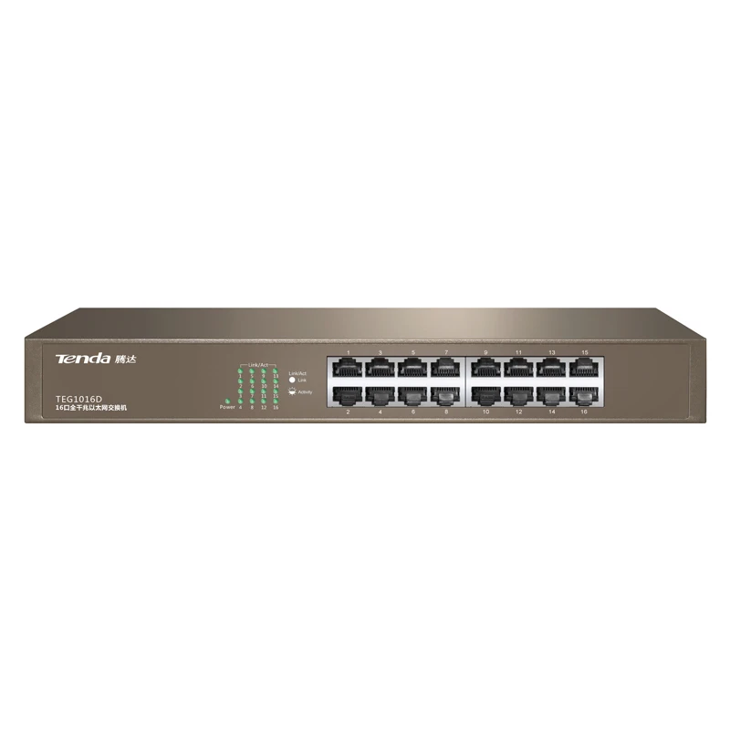 Tenda TEG1016D 16 Порты Gigabit Ethernet, 10/100/1000 Мбит коммутатор для интернет-сети, Auto MDI/MDIX