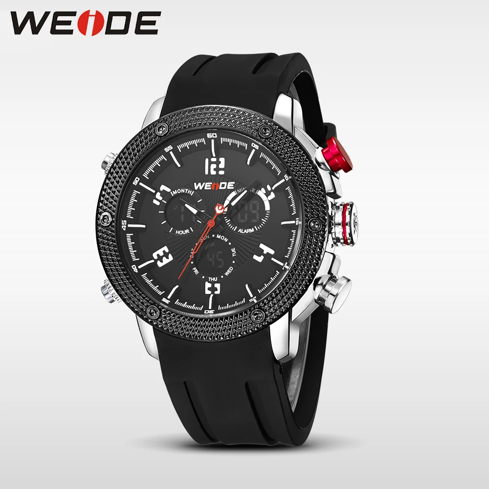 New Brand WEIDE Watch Men Sport Style Japan Quartz Digital Dual Display Move't Silicone Waterproof Wristwatch Male Montre Homme