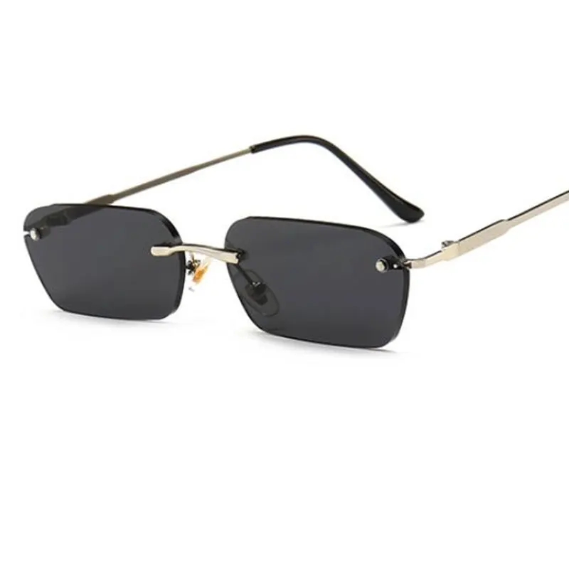 Крошечные прямоугольные солнцезащитные очки темно-красные маленькие квадратные оправы Солнцезащитные очки винтажные очки без оправы для женщин тонированные цветные солнечные очки UV400