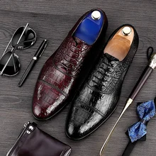 Elegant Alligator Man Cap Top font b Wedding b font Shoes Male Genuine Leather font b