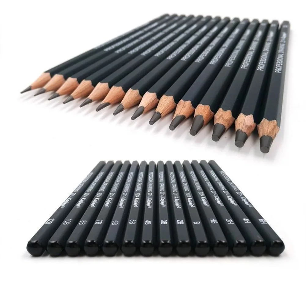 14 шт./лот, Графитовые карандаши, красивый инструмент для рисования 6H-12B, профессиональный набор из 14 карандашей для рисования - Цвет: Черный