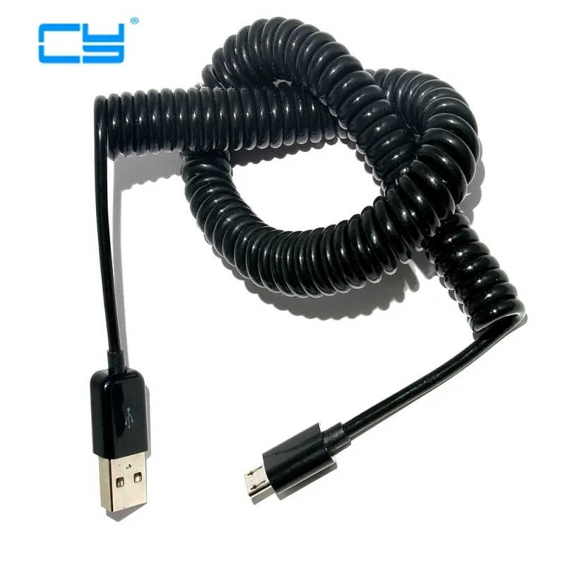 

High charging speed Micro USB 2.0 Male spring retractable Coiled data cable stretch charger cable for Android-based cell phones