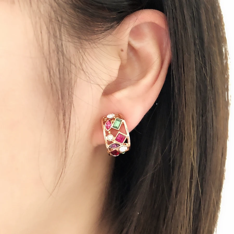 

11.11 New Multicolor Austrian Crystal Ear Cuffs For Non Pierced Ears Jewelery For Women Wedding Party Accessories Bijoux Gift