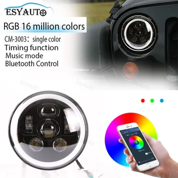 

Bluetooth 7 Inch Headlight LED headlamp Kit RGB MultiColors Halo Angel Eye Ring Headlamp for Jeep Wrangler 2PCS