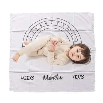 

Milestone Blanket Photography Props Background Cloth Monthly Growth Shooting Photo Bedding Wrap Swaddle 100x100cm newborn wrap