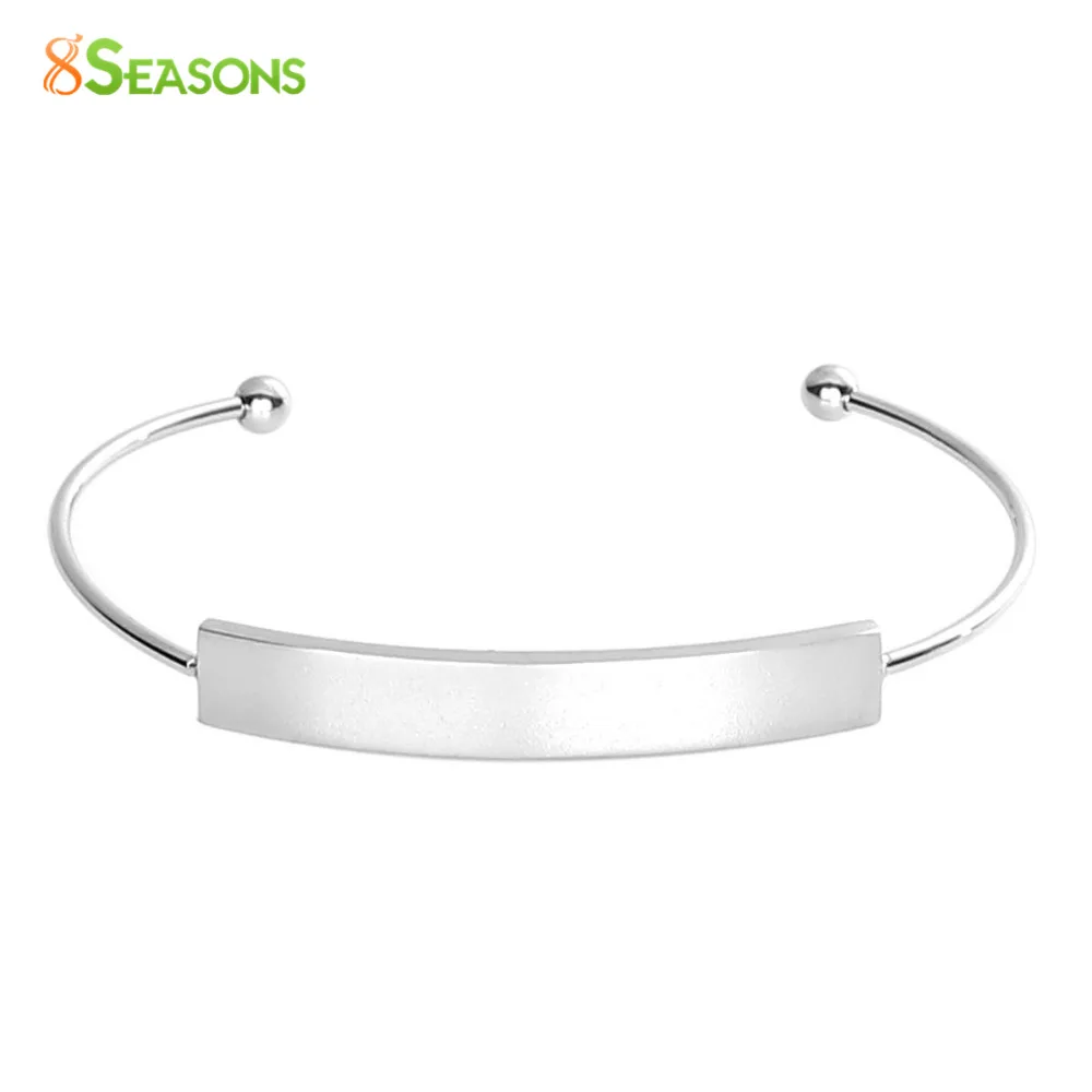 

8SEASONS Stainless Steel Blank Bar Open Cuff Bangles Bracelets Rectangle Blank Stamping Tags Silver Tone Color 15cm, 1Pcs
