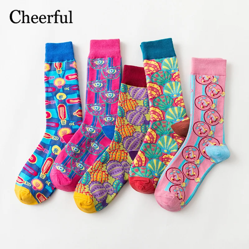 

2019 New Women Men Colorful Happy Socks Personality Seafood Art Painting Funny Socks Korean Christmas Fuzzy Socks Streetwear