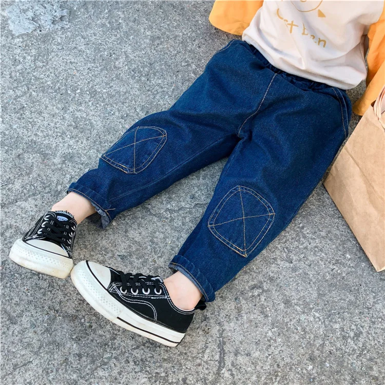 Calças de Brim a Primavera Pequenas e Médias Jeans de Patch Meninos Outono Novas Meninas Moda Fresco Calça eo 2020 3 Mamãe e Bebê